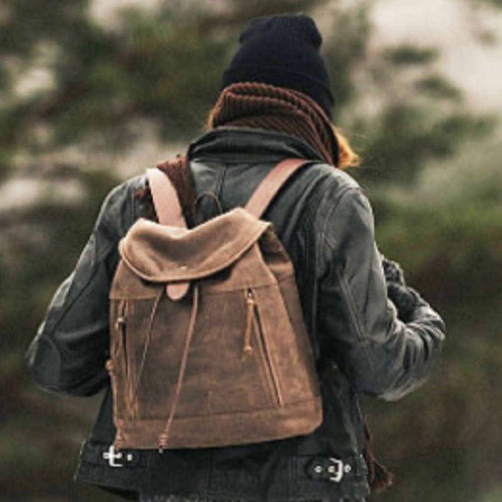 NEW Natalia Drawstring Leather Backpack (BROWN Color)